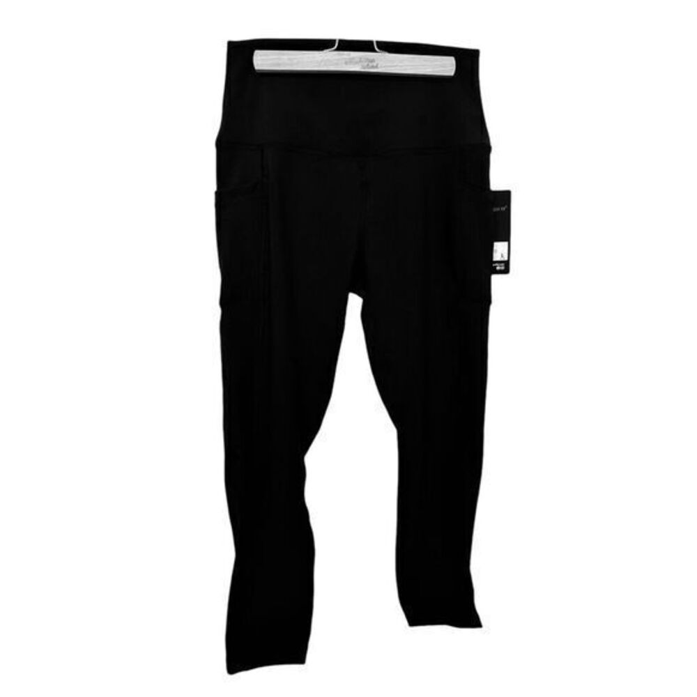 NWT High Waisted 90 Degree‎ By Reflex Leggings Size L Black Style Tummy Control